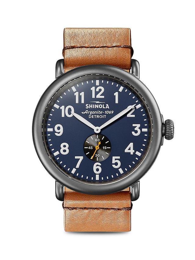 Mens Runwell Sub-Second Stainless Steel & Bourbon Leather Strap Watch Product Image