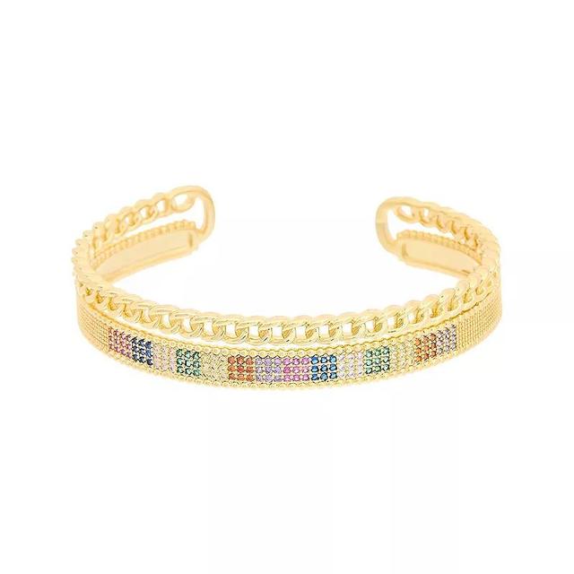 Juvell 18k Gold Plated Cubic Zirconia Bangle Bracelet, Womens, Multicolor Product Image