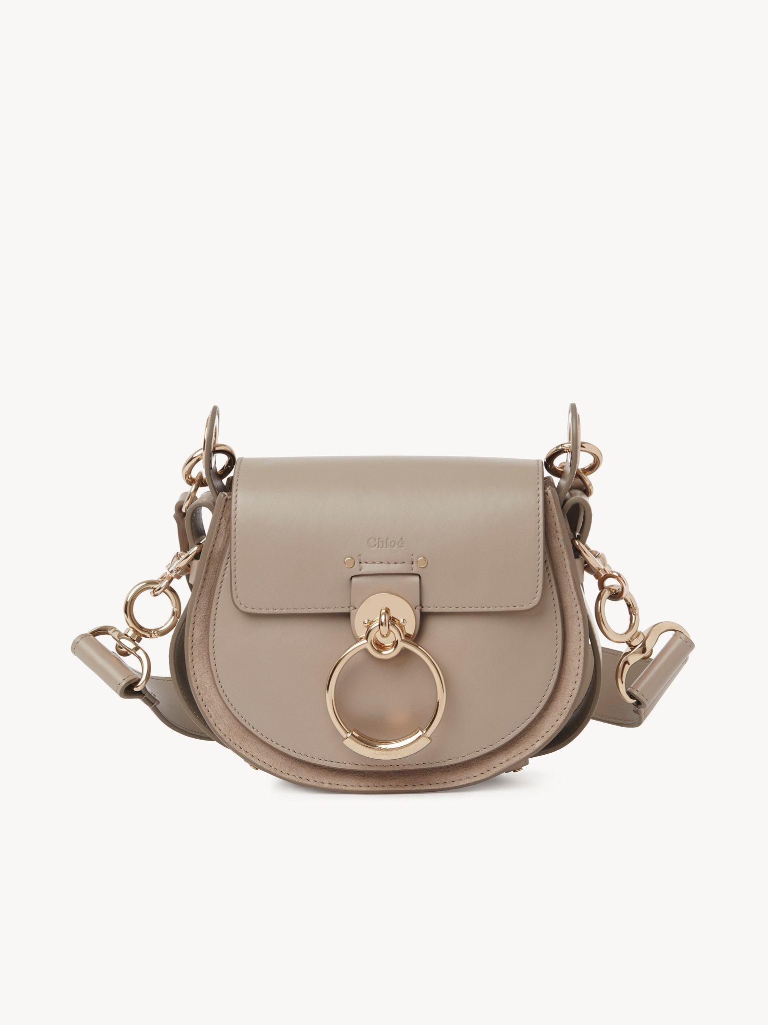 Small Tess bag in shiny & suede leather Product Image