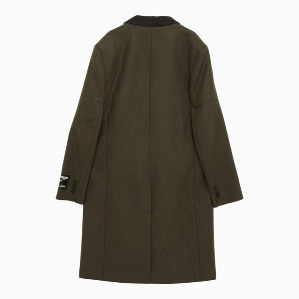 Single-breasted Wool-blend Military Coat Men In Green Product Image