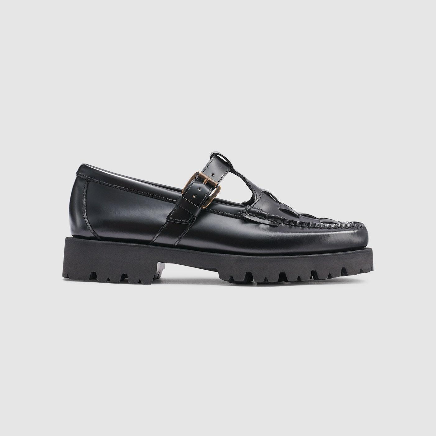 G.H.BASS | Womens Mary Jane Fisherman Super Lug Weejuns Loafer Shoes | Black | Size 10 Product Image