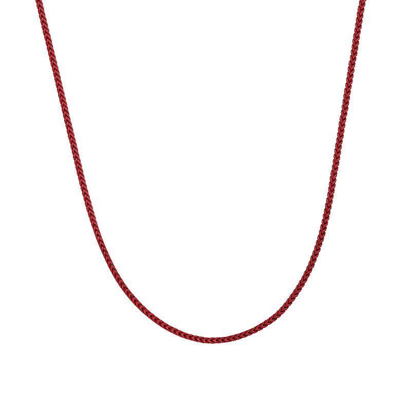 Mens LYNX Red Acrylic Coated Stainless Steel 2.5 mm Foxtail Chain Necklace Product Image