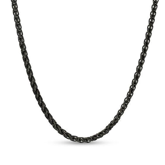 Men's 3.0mm Wheat Chain Necklace in Stainless Steel with Black IP - 24" Product Image