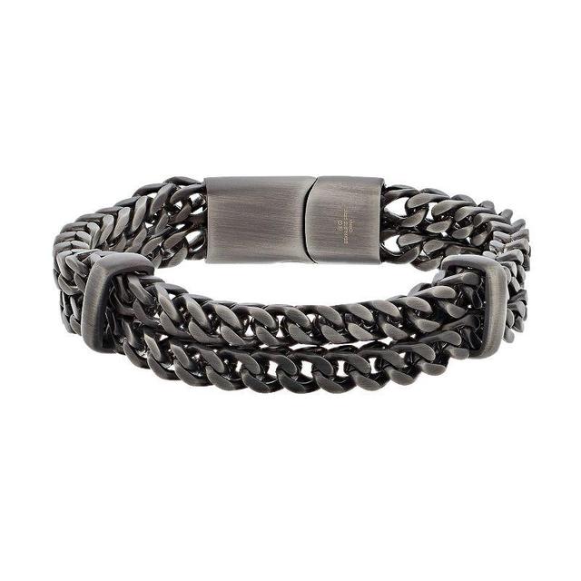 LYNX Mens Stainless Steel Double Row Chain Bracelet Product Image