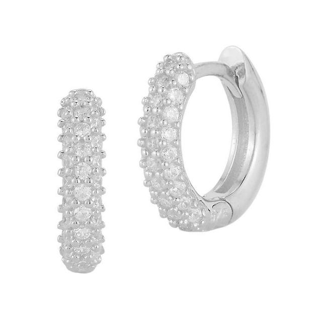 Sunkissed Sterling Cubic Zirconia Pave Huggie Earrings, Womens, Silver Tone Product Image