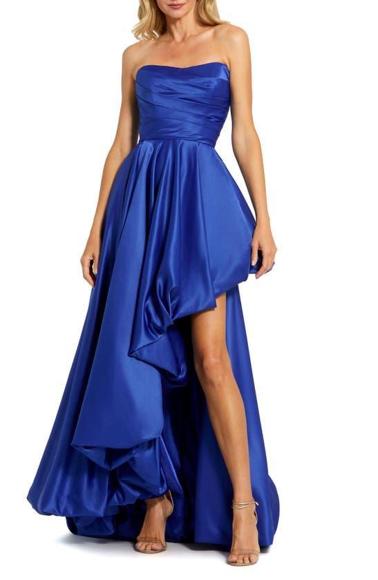 Strapless Rouched Gown In Cobalt Product Image