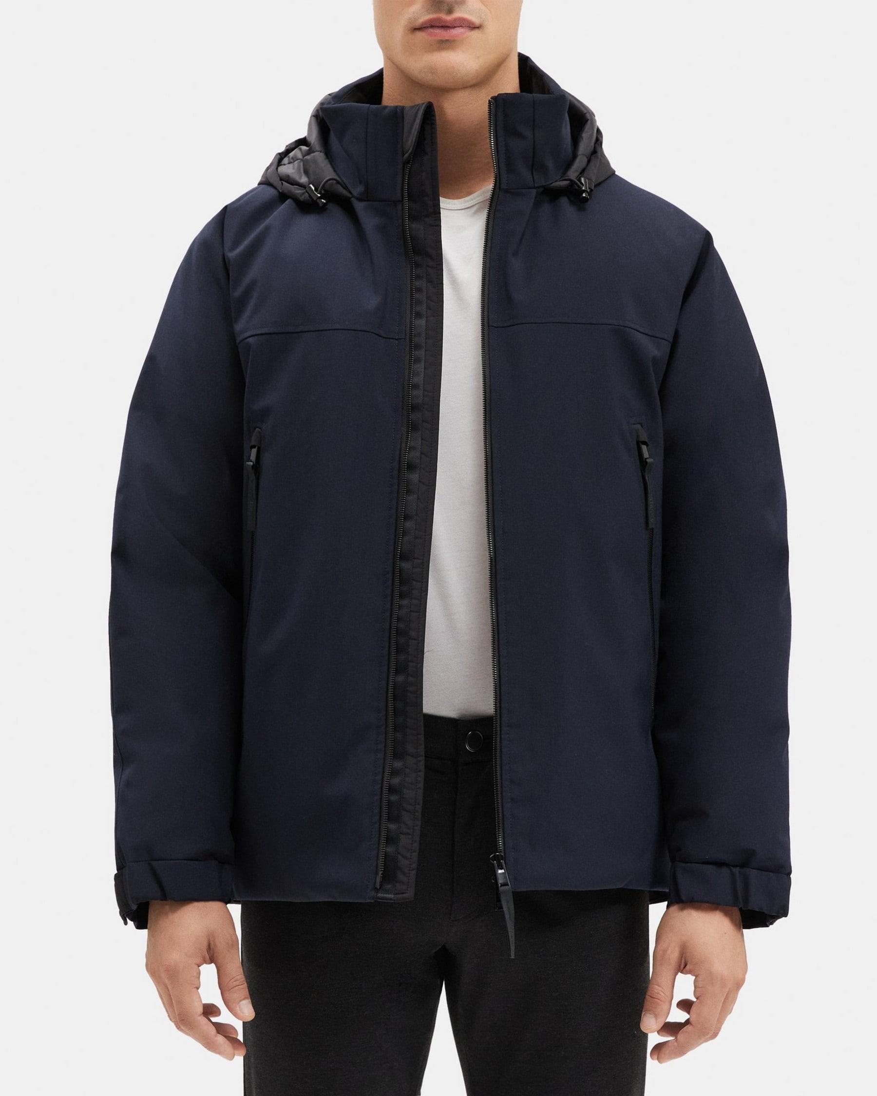 Hooded Zip-Up Jacket in Bonded Wool-Blend Product Image