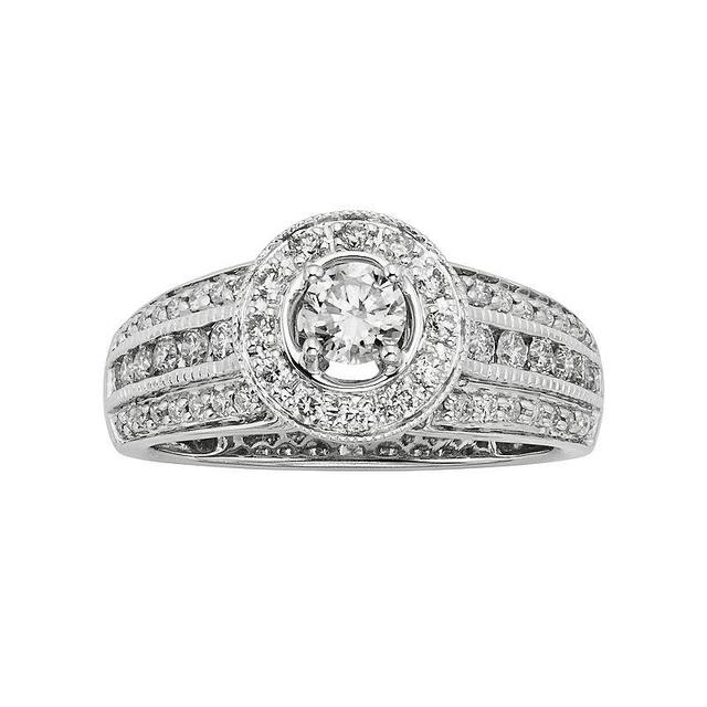 The Regal Collection 14k White Gold 1-ct. T.W. IGL Certified Round-Cut Diamond Halo Ring, Womens Product Image