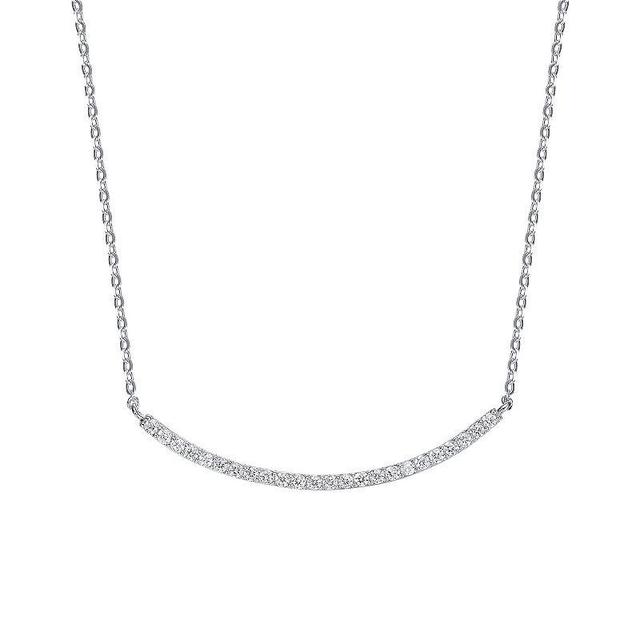 Sterling Silver Round Cubic Zirconia Curved Bar Necklace, Womens Product Image