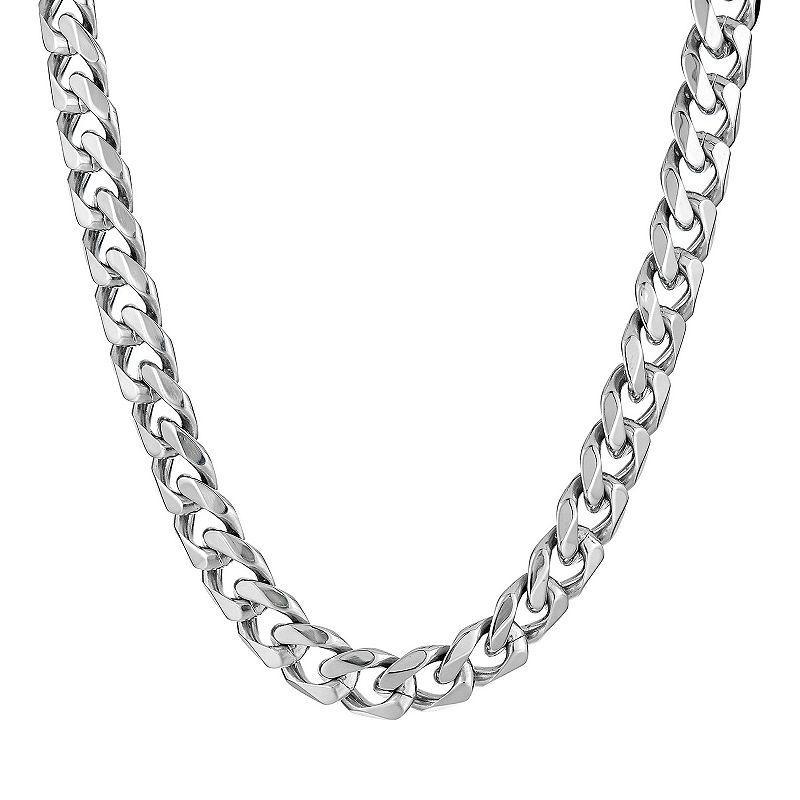 Mens LYNX Stainless Steel Curb Chain Necklace Grey Product Image