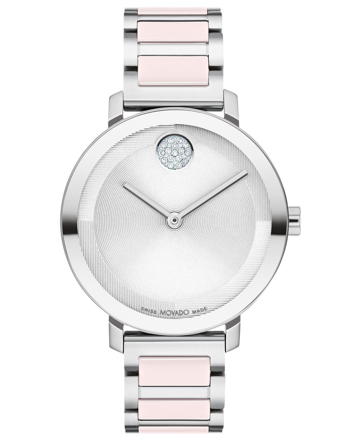 Movado Womens Bold 2.0 Quartz Analog Two Tone Ceramic and Stainless Steel Crystal Bracelet Watch Product Image