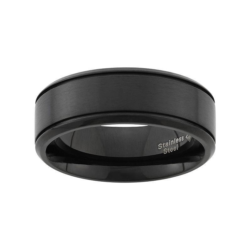 Black Ion-Plated Stainless Steel Wedding Band - Men, Mens Product Image