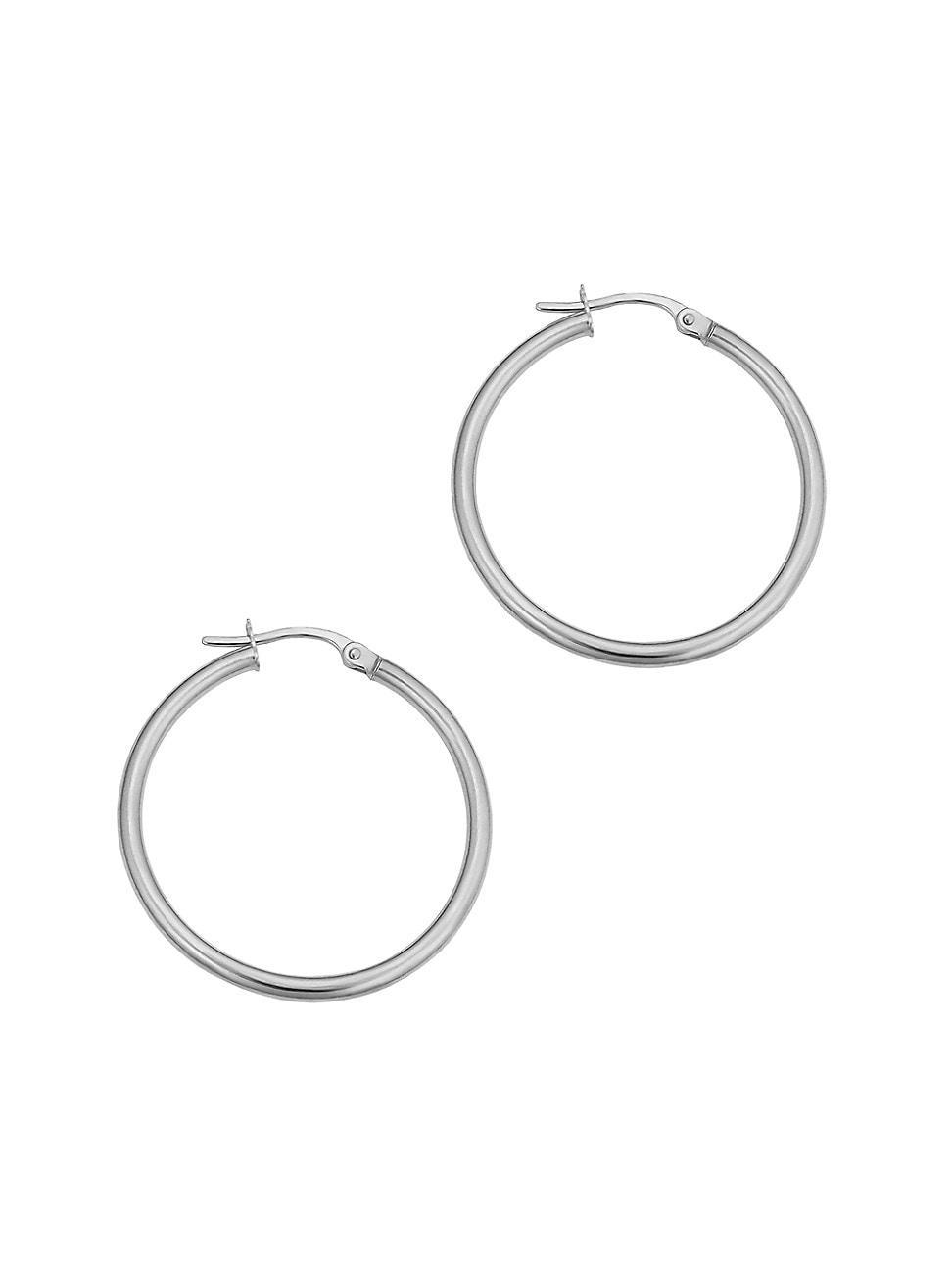 Womens 14K White Solid Gold Everything Hoops Product Image