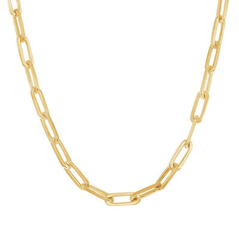 14k Gold Over Silver Paper Clip Chain Necklace - 18 in., Womens Gold Tone Product Image