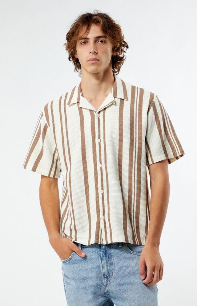 Men's Textured Striped Camp Shirt Product Image