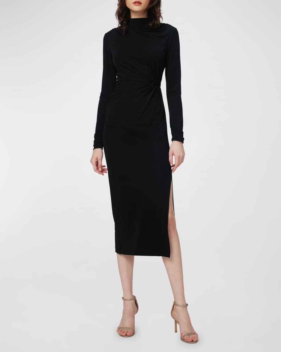 Sonja Ruched Mock-Neck Midi Dress Product Image