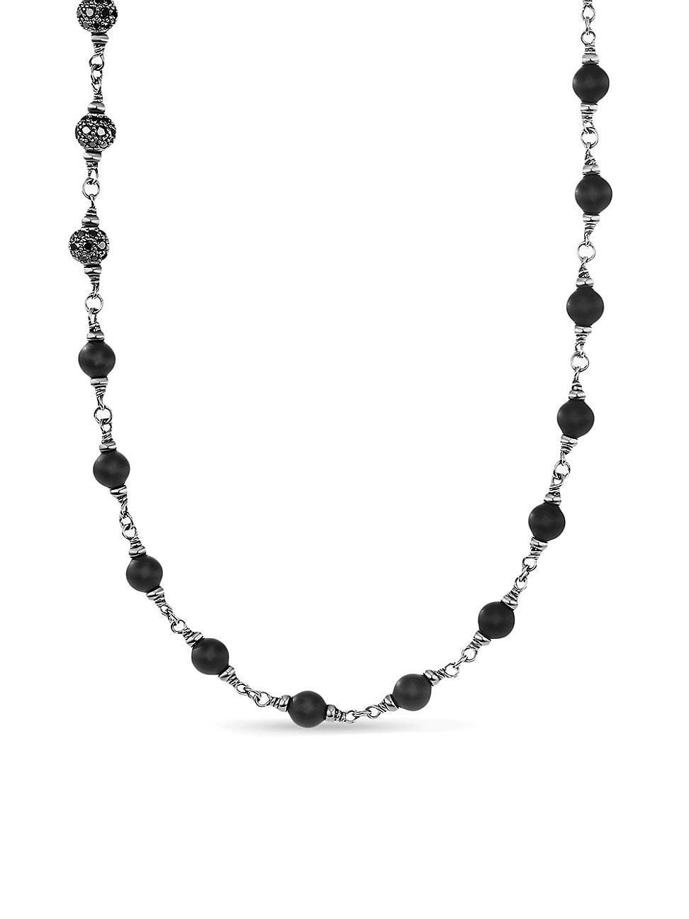 Mens Spiritual Beads Rosary Necklace in Sterling Silver Product Image