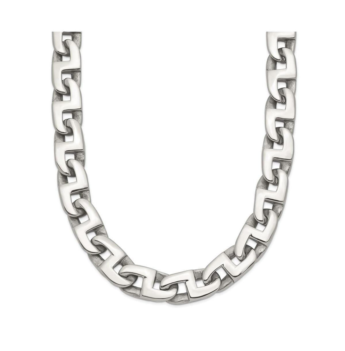 Chisel Stainless Steel Polished 24 inch Fancy Square Link Necklace Product Image