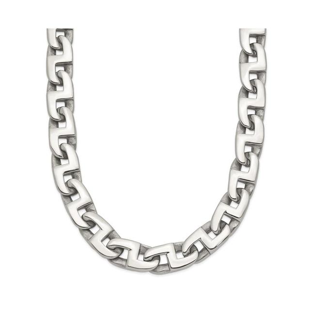 Chisel Stainless Steel Polished 24 inch Fancy Square Link Necklace Product Image