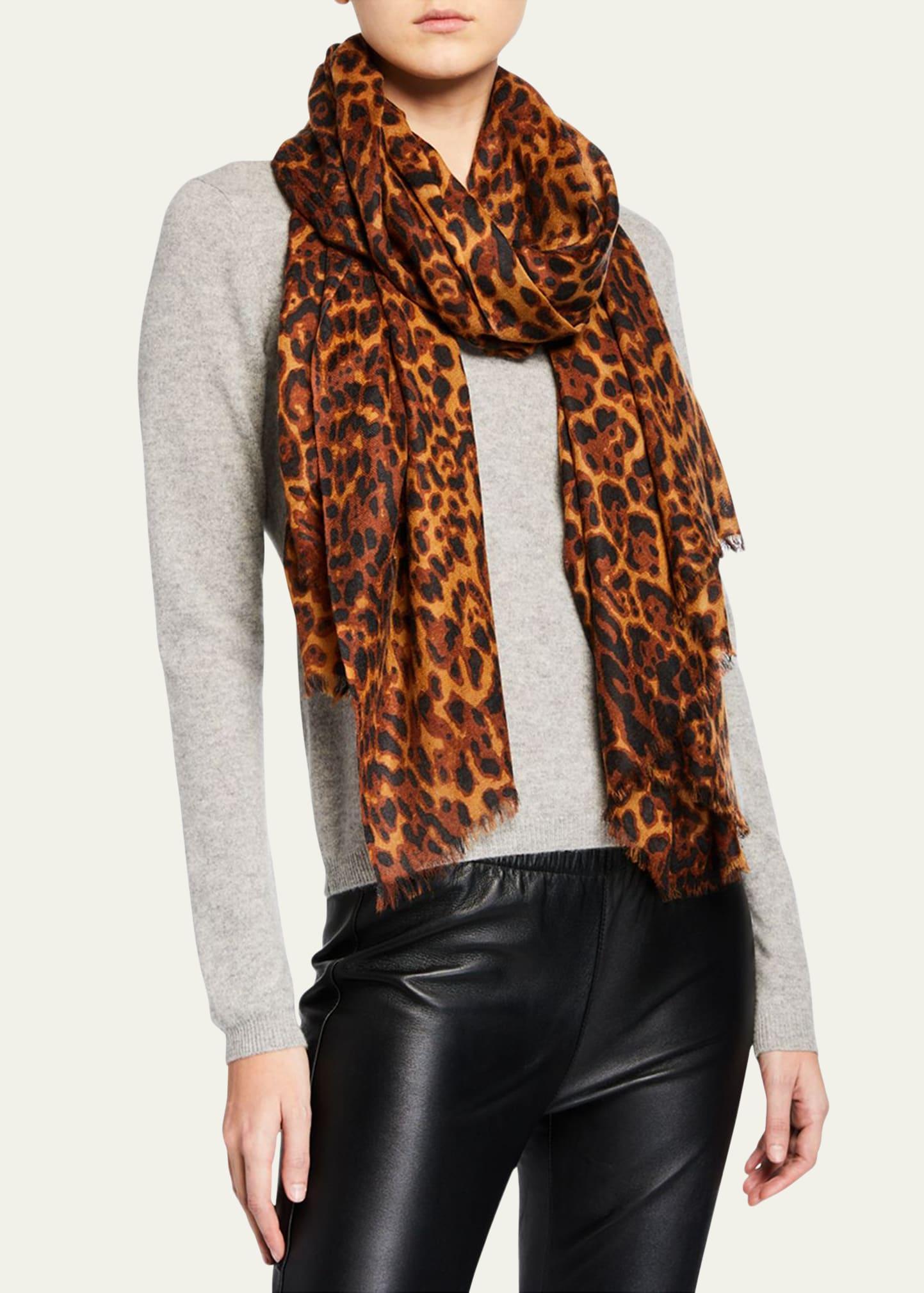 Womens Leopard Cashmere Scarf Product Image