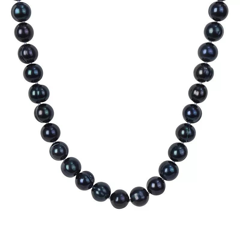 Stella Grace Mens Black Freshwater Cultured Pearl Strand Necklace Sterling Silver Product Image