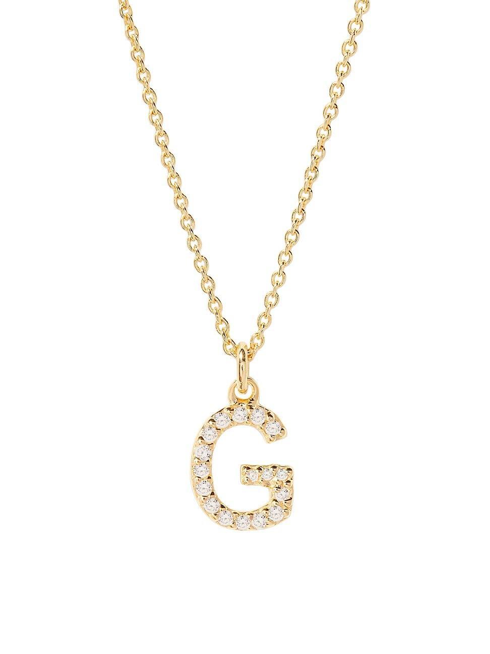 Womens Blaire 14K-Yellow-Gold Vermeil & 0.3-0.11 TCW Diamond Initial Pendant Necklace Product Image