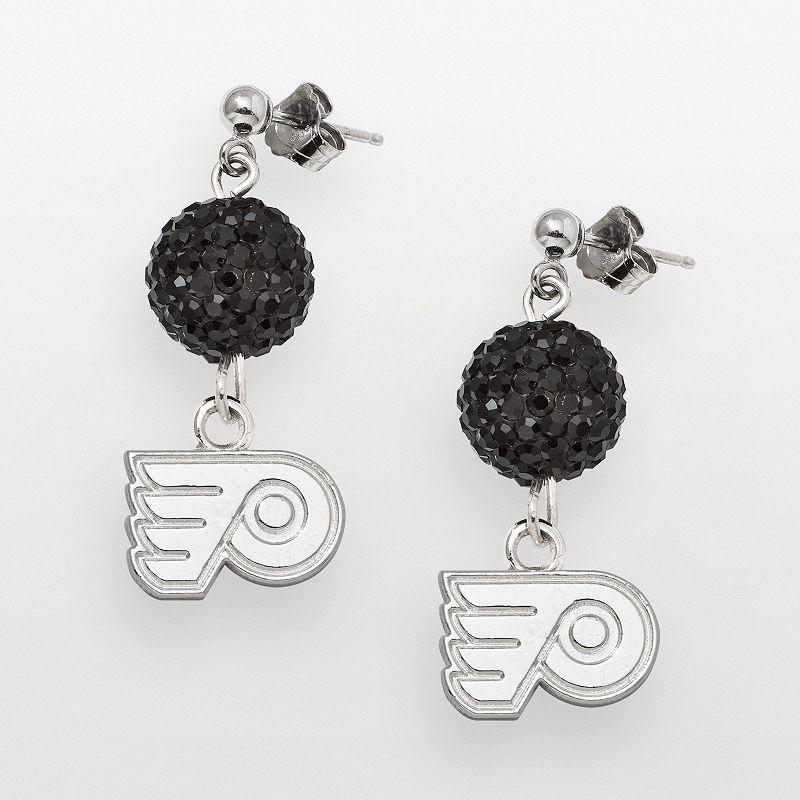 LogoArt Philadelphia Flyers Sterling Silver Crystal Ball Drop Earrings, Womens Product Image