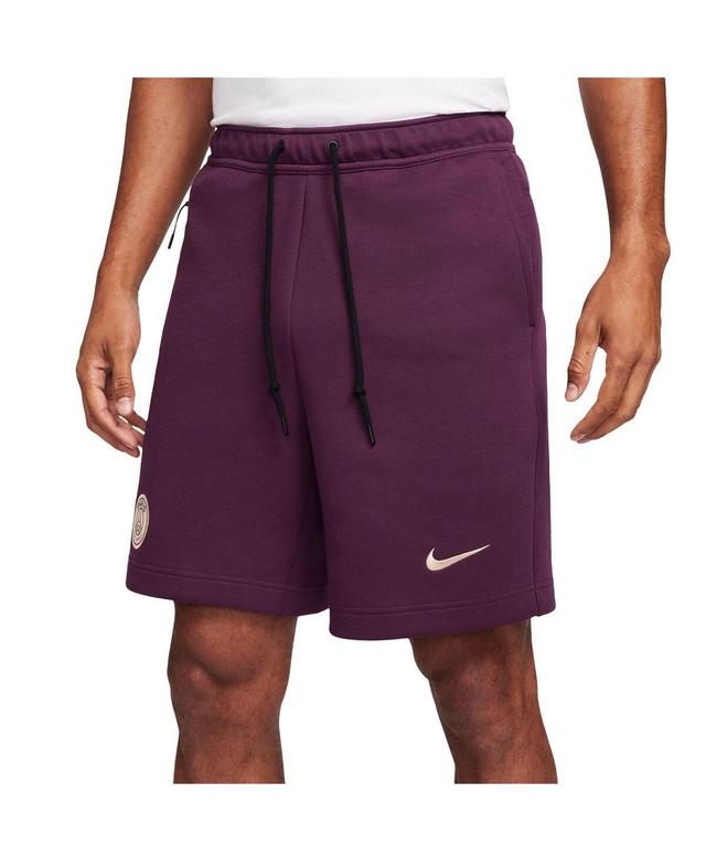 Nike Mens Burgundy Paris Saint-Germain 2024/25 Tech Fleece Shorts Product Image