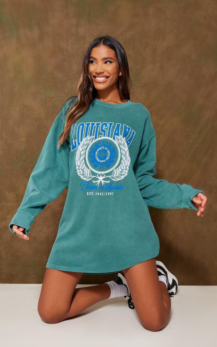  Forest Green Oversized Louisiana Sweatshirt Dress Product Image