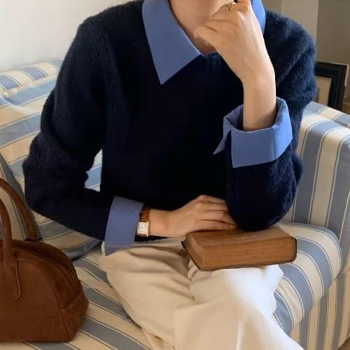 Collared Mock Two Piece Sweater Product Image