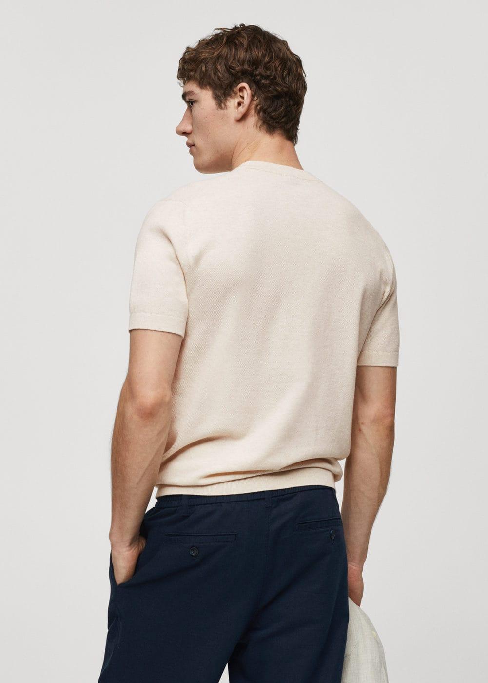 MANGO MAN - Structured cotton knit t-shirt ecruMen Product Image