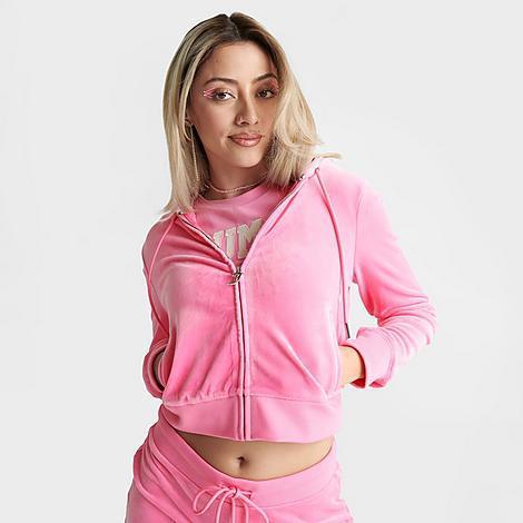 Womens Juicy Couture OG Big Bling Velour Zip-Up Hoodie Product Image