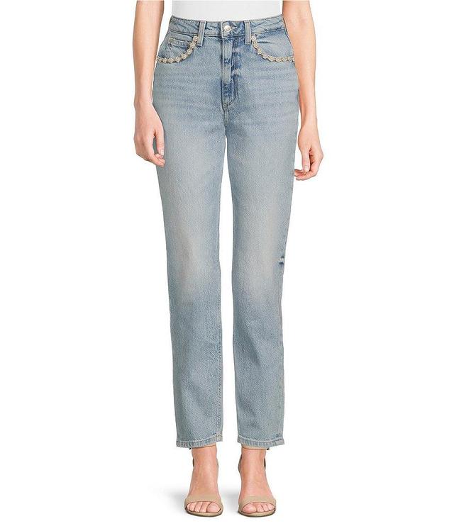 Guess Mom High Rise Straight Leg Embellished Pocket Jeans Product Image