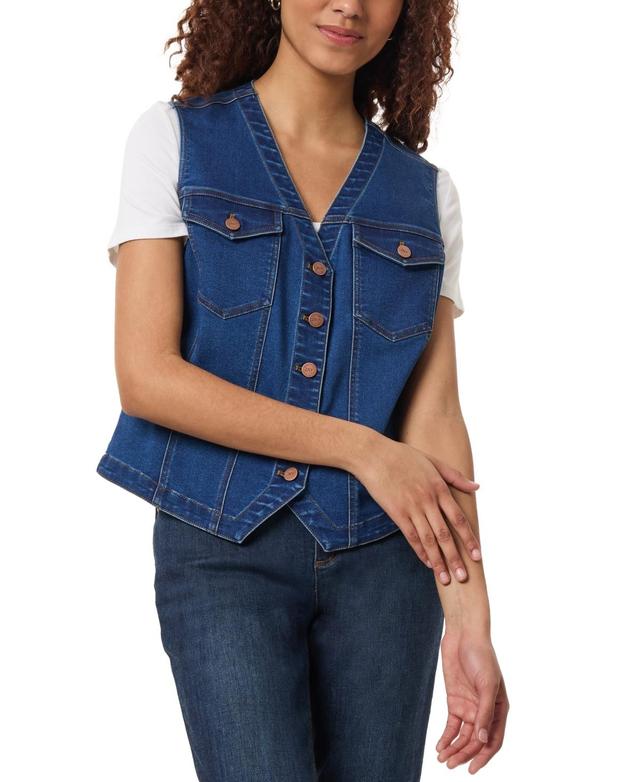 Women's Denim Button-Front V-Neck Vest Product Image