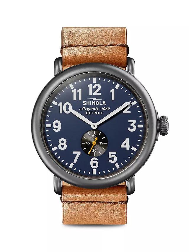 Runwell Sub-Second Stainless Steel & Bourbon Leather Strap Watch Product Image