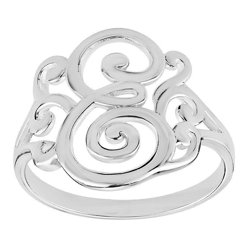 Womens PRIMROSE Sterling silver polished monogram initial B band ring size 7., Womens Grey Product Image