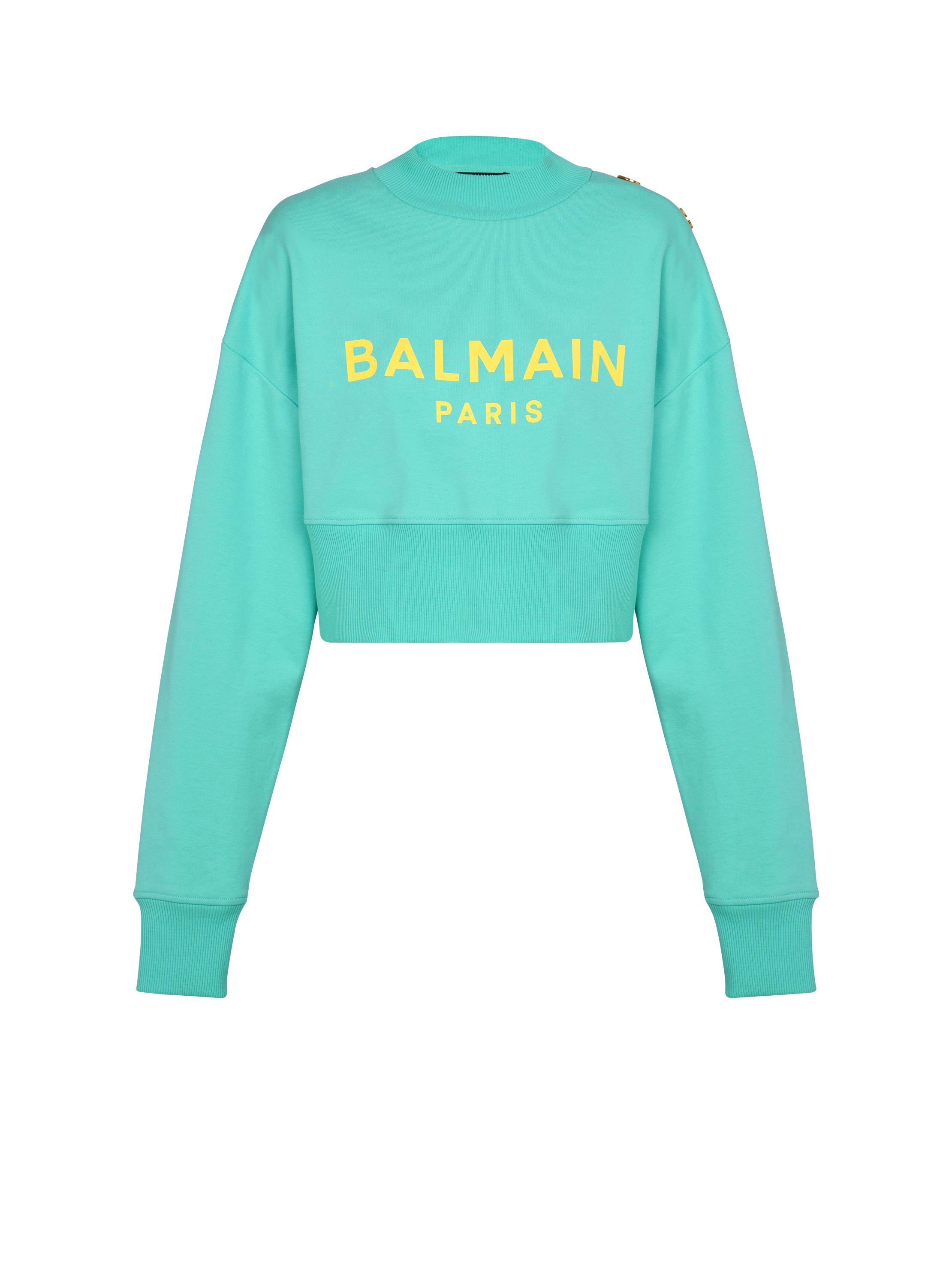 Cropped sweatshirt with Balmain Paris print Product Image