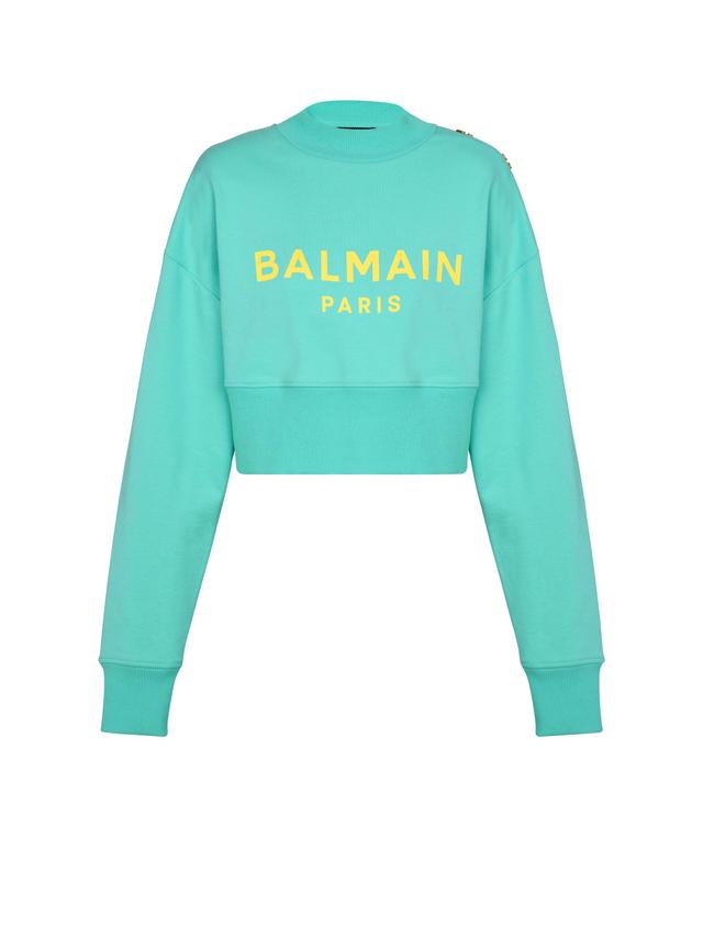 Cropped sweatshirt with Balmain Paris print Product Image