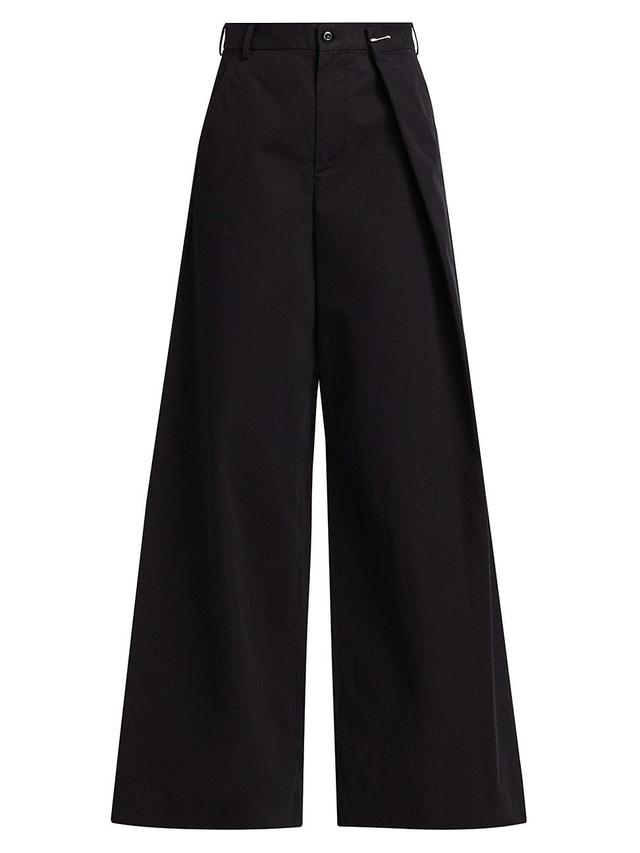 Womens Cotton Gabardine Foldover Wide-Leg Pants Product Image