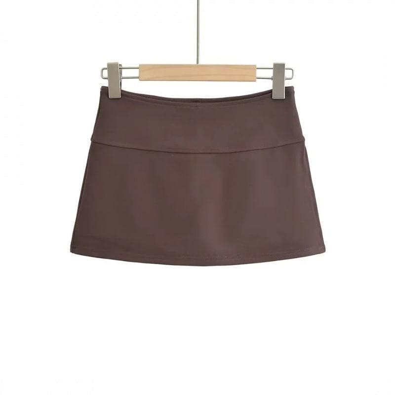 High Rise Plain A-Line Mini Skirt Product Image