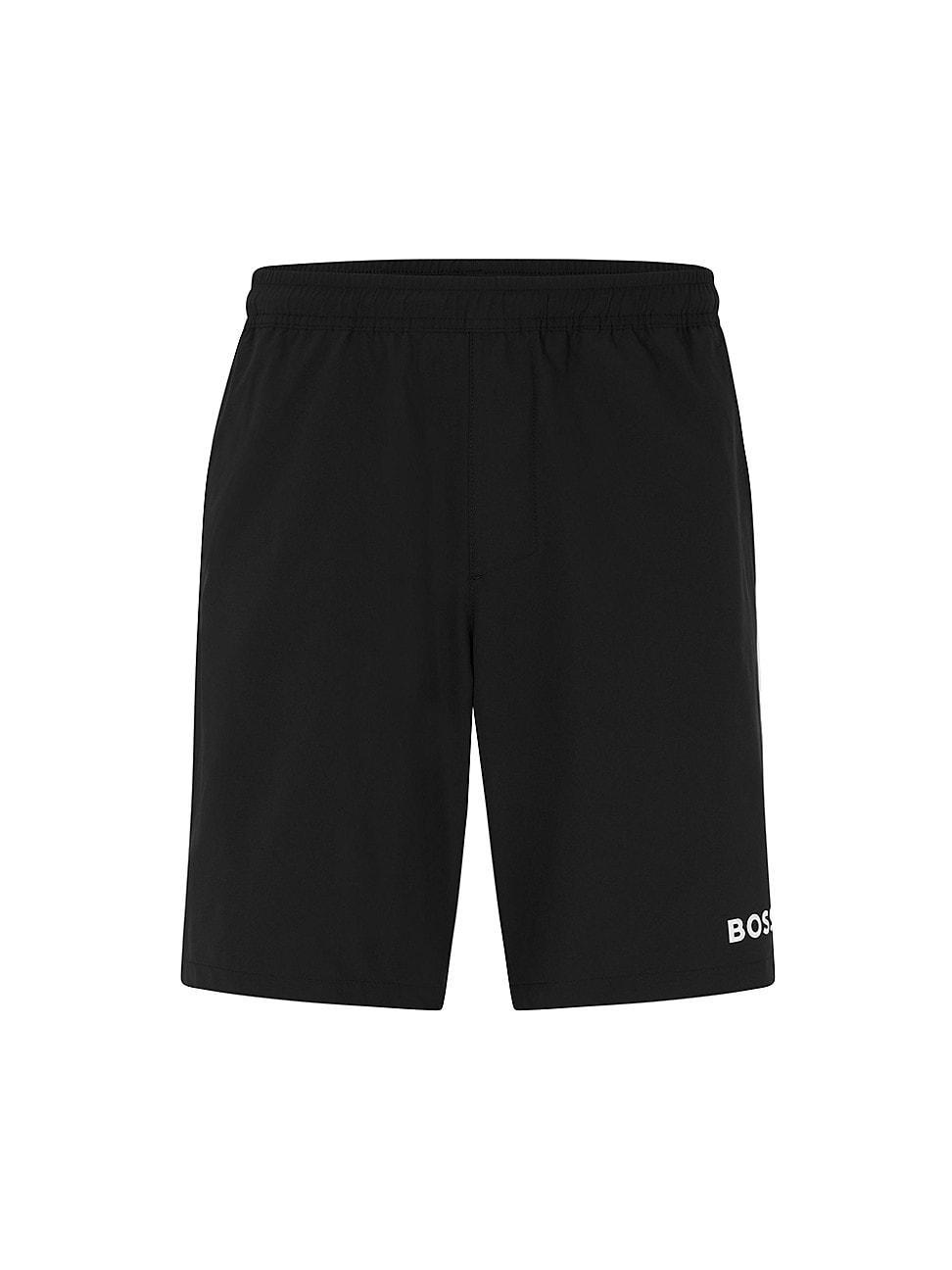 Mens BOSS x Matteo Berrettini Stretch-poplin shorts with signature stripes Product Image