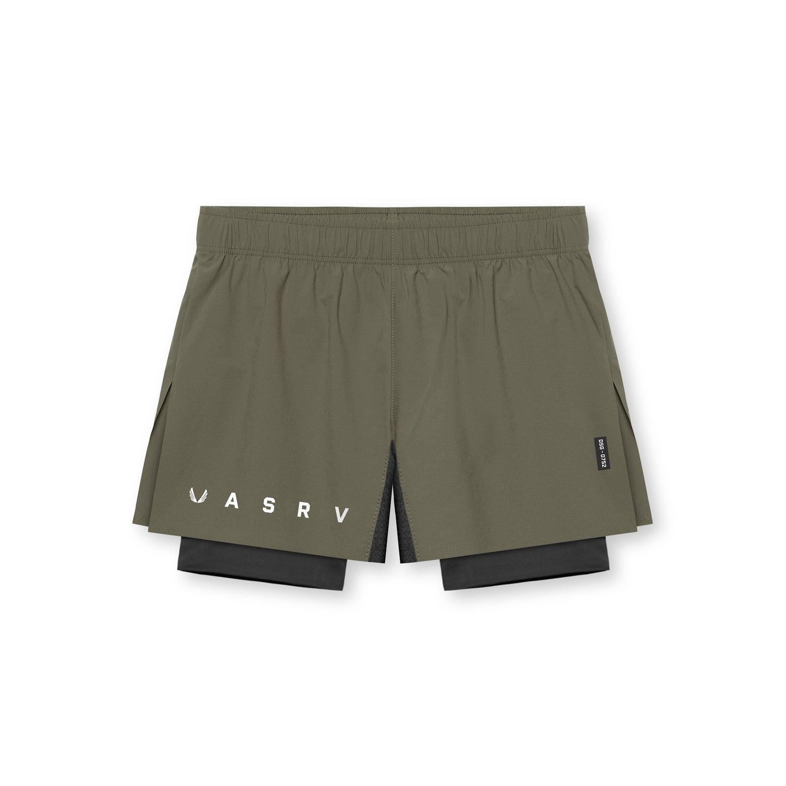 0752. Ripstop 3" High Split Liner Short - Deep Taupe/Black Male Product Image