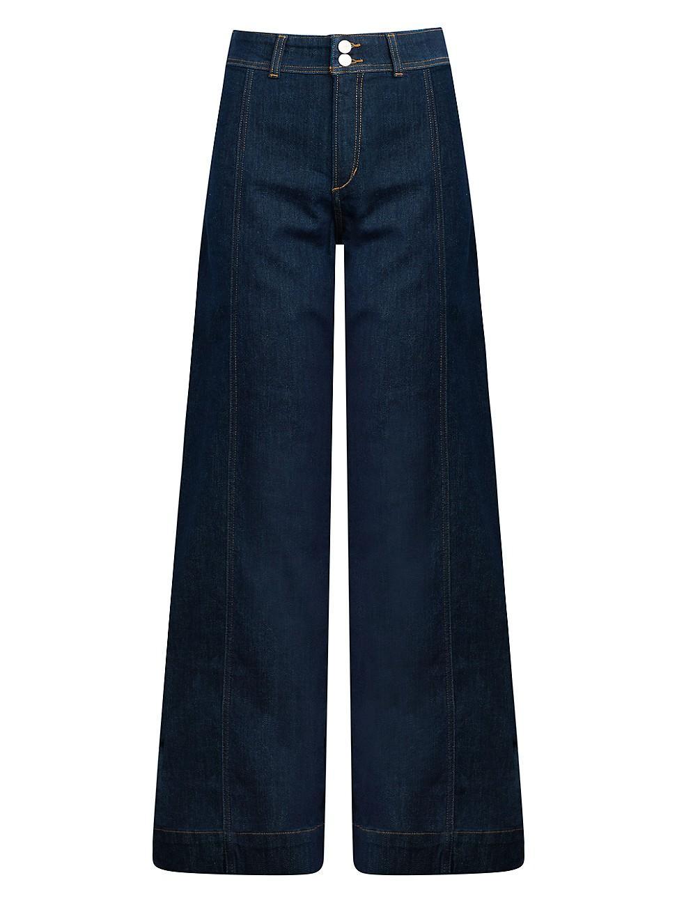 Womens The Seamed Stretch Denim Wide-Leg Trousers Product Image