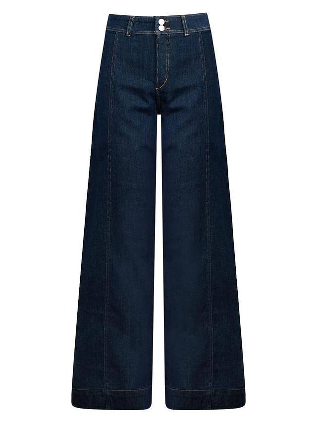 Womens The Seamed Stretch Denim Wide-Leg Trousers Product Image