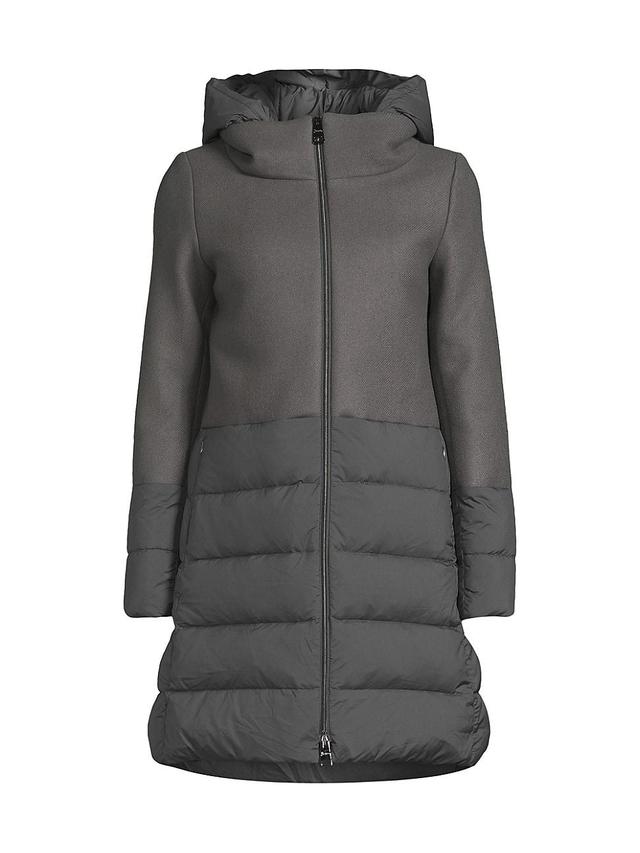 Womens Wool Twill, Quilted Nylon & Down Coat Product Image