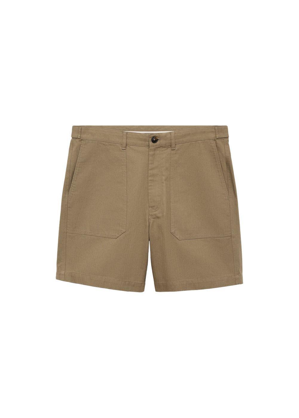 MANGO MAN - 100% herringbone cotton Bermuda shorts khakiMen Product Image