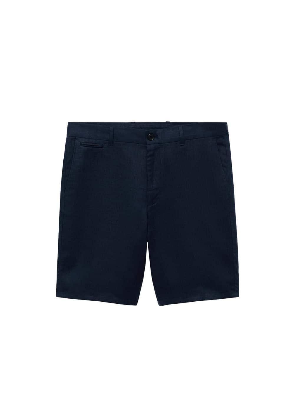 MANGO MAN - Slim fit 100% linen Bermuda shorts dark navyMen Product Image