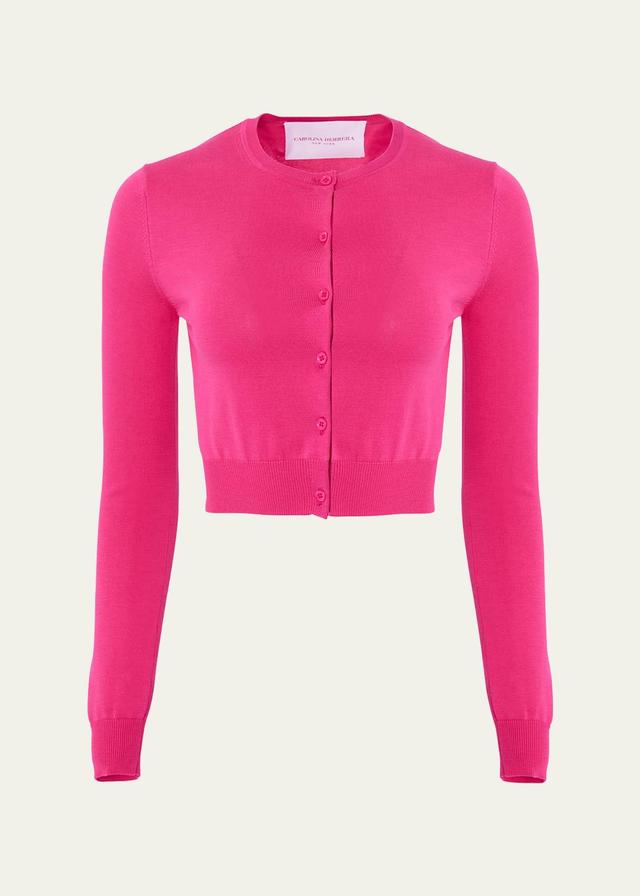 Carolina Herrera Crop Silk & Cotton Cardigan Product Image