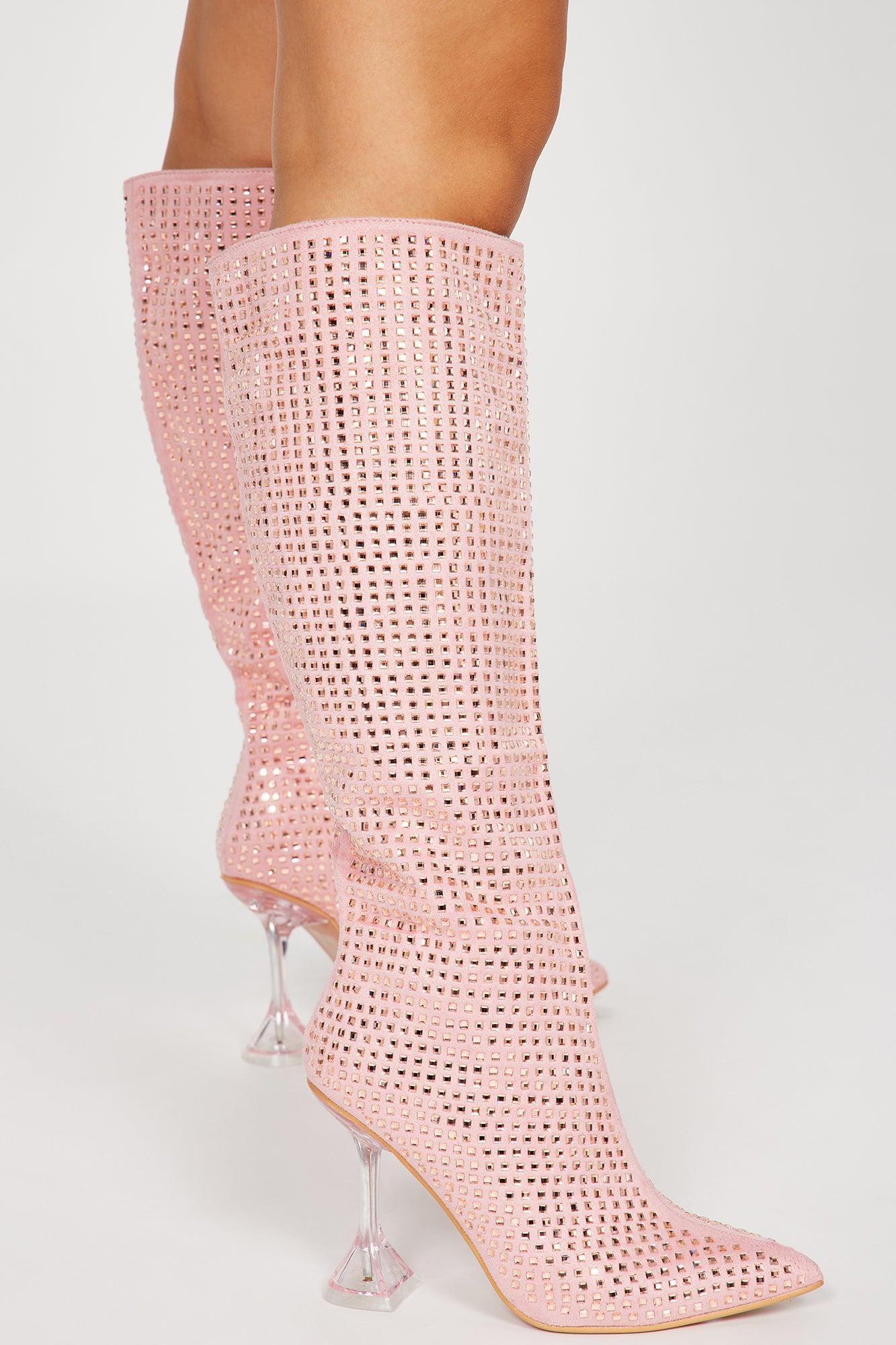 More Of Me Knee High Heeled Boots - Pink Product Image