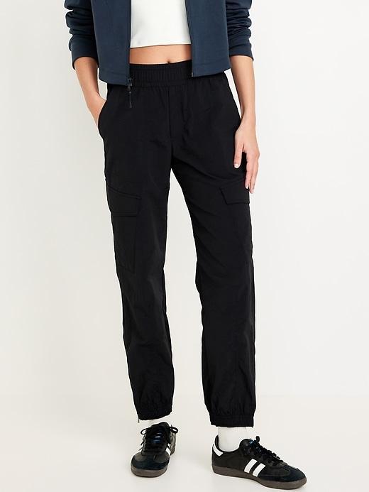 High-Waisted Ankle-Zip Cargo Joggers Product Image